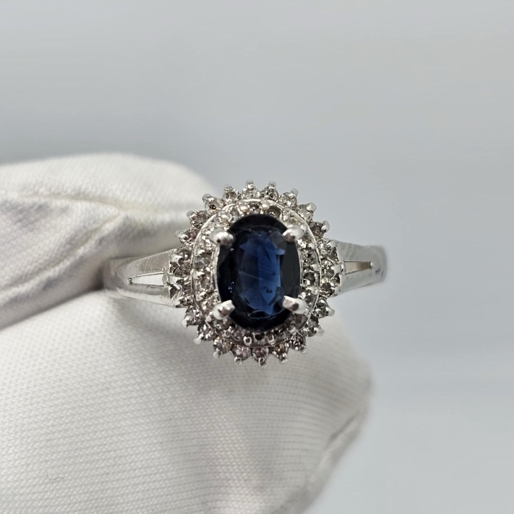 Sapphire Diamond Platinum Ring